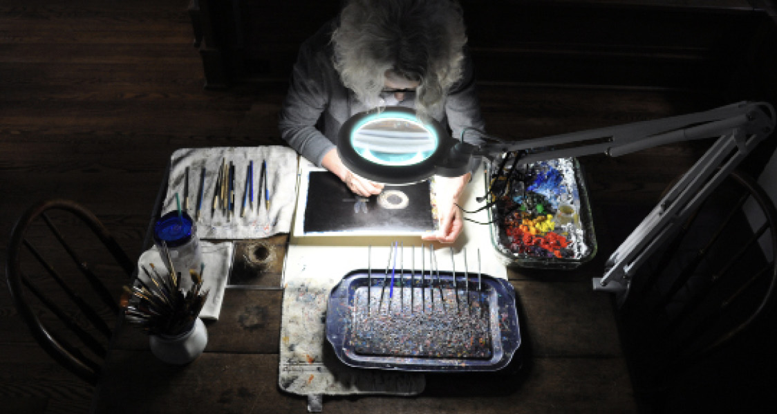 Tilly Woodward at work in her studio, 2016
