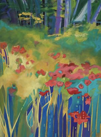 Meadow Flowers on the Edge of the Woods, Acrylic, 18” x 24,” 2015
