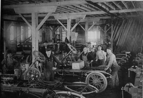 Figure 2: Inside the Spaulding Automobile Factory (ca. 1910). Courtesy Drake Community Library
