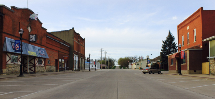 “The clock is wrong.” Street scene, Springville, Iowa. 6:46 PM. All photos courtesy of John Lawrence Hanson.