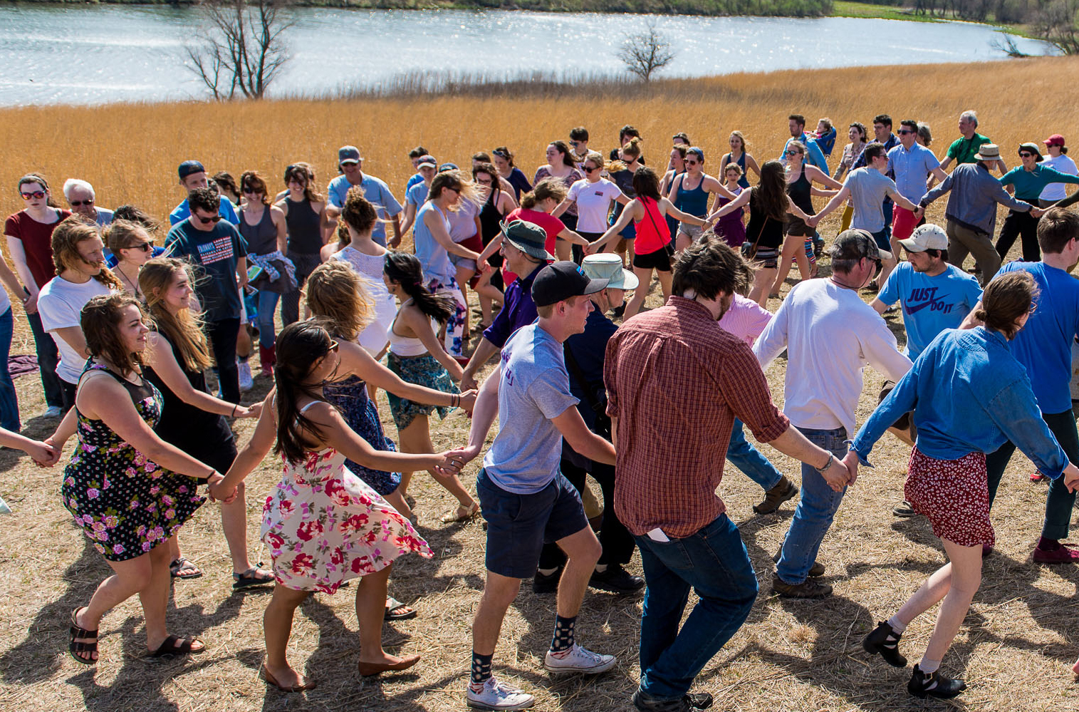 The Grinnell community gathers at the College’s [Conard Environmental Research Area](https://www.grinnell.edu/academics/majors-concentrations/biology/cera) to celebrate the National Water Dance in 2016.