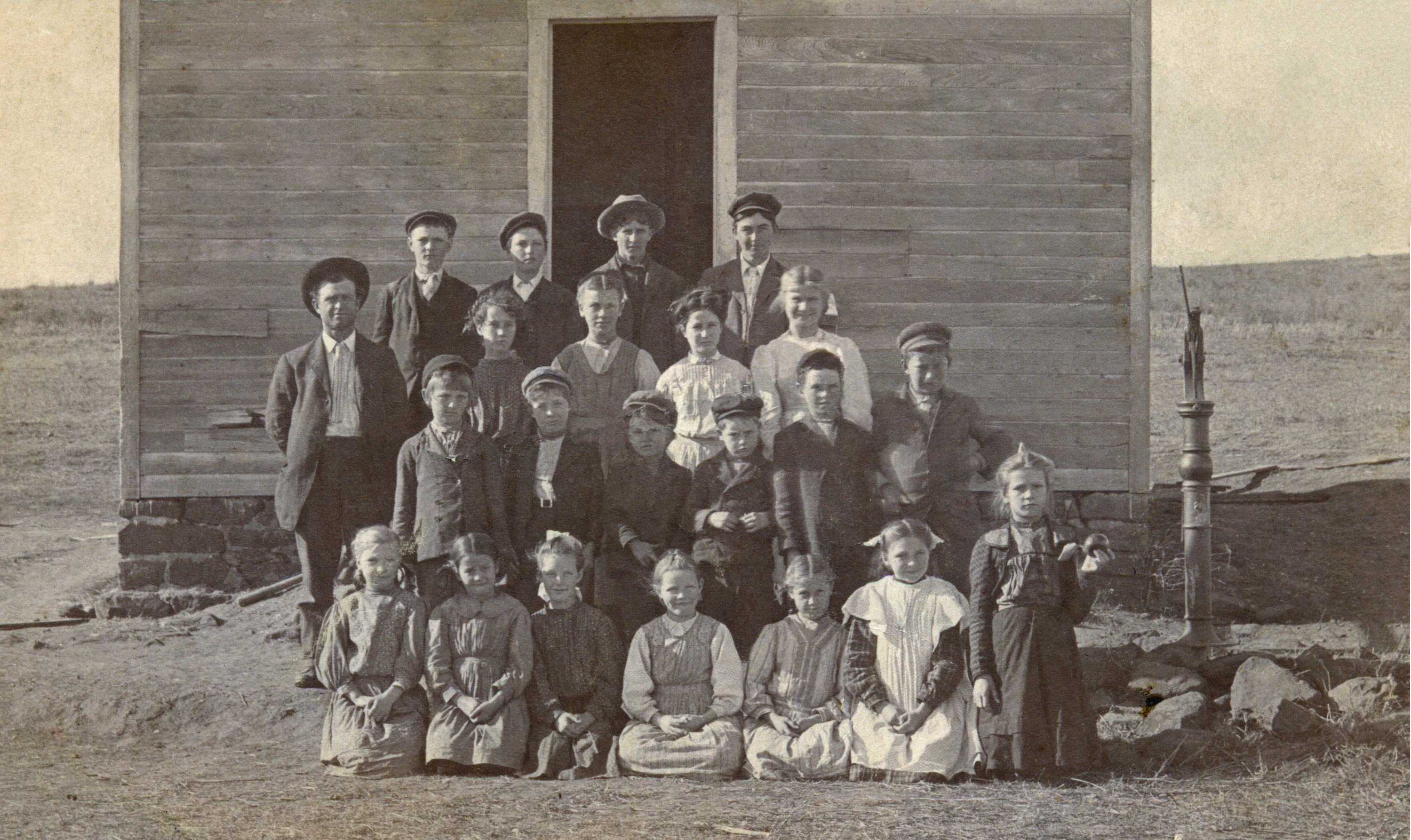 The Oxhide School, circa 1909. Edward is in the second row, second from the left (Note the barren landscape, add some craters and it looks like Mars)