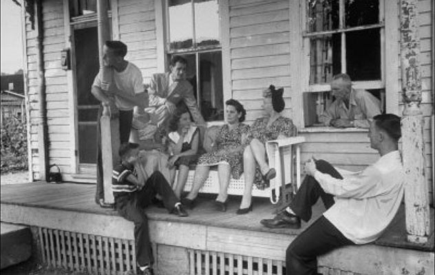 Front porch society, as it used to be. [Photo](https://lh6.googleusercontent.com/-DZNr9XtsHdA/U9AMwkVL8XI/AAAAAAAABOc/IUpT33dYpmI/s640/blogger-image-888189267.jpg) courtesy of Daphne Lockett's Blog, [Ramblings](http://daphnelockett.blogspot.com/2014/07/front-porch-sittin.html)