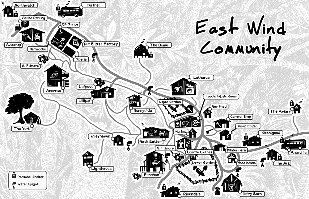 The East Wind Community is located in the foothills of the Missouri Ozarks. Map courtesy of the East Wind Community