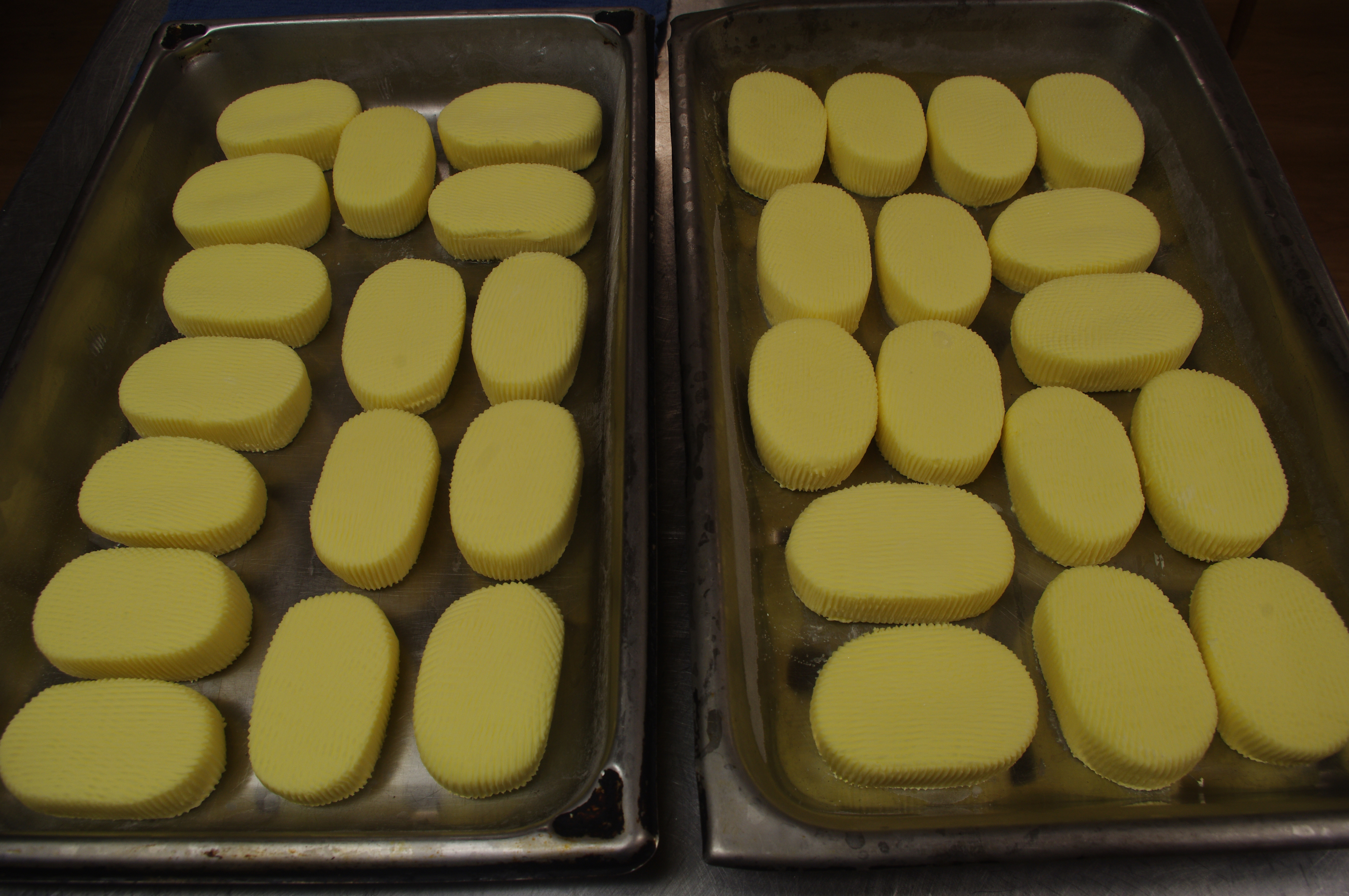 Ages made the cakes of butter above using cream from the Community's cows