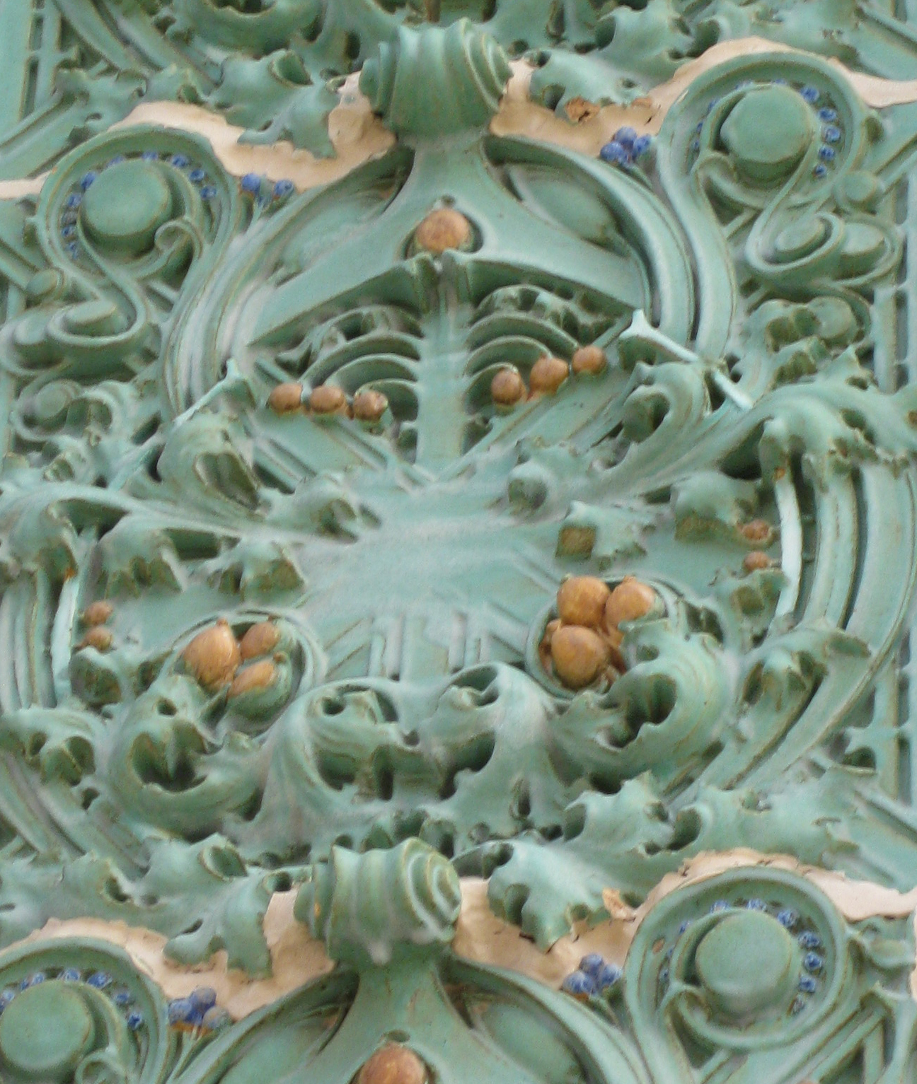 Detail from frieze on the Louis Sullivan 'Jewelbox Bank' in Owatonna, MN. Photo by Jon Andelson
