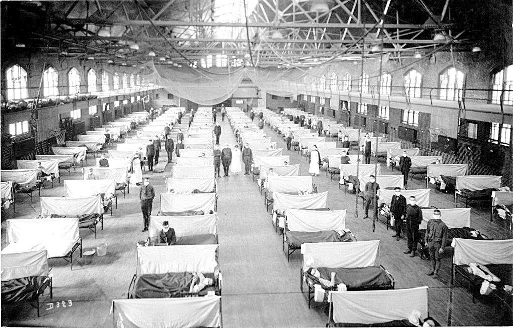 In 1918, the Iowa State University Fieldhouse was converted into a hospital for victims of the Spanish Flu. Photo courtesy of the State of Iowa Historical Society adn the Annals of Iowa