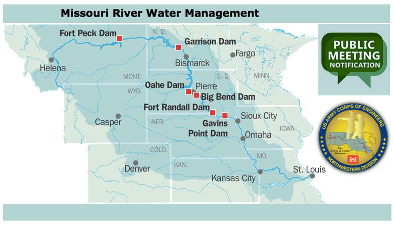 Map of the Missouri River region courtesy of the United States Army Corps of Engineers