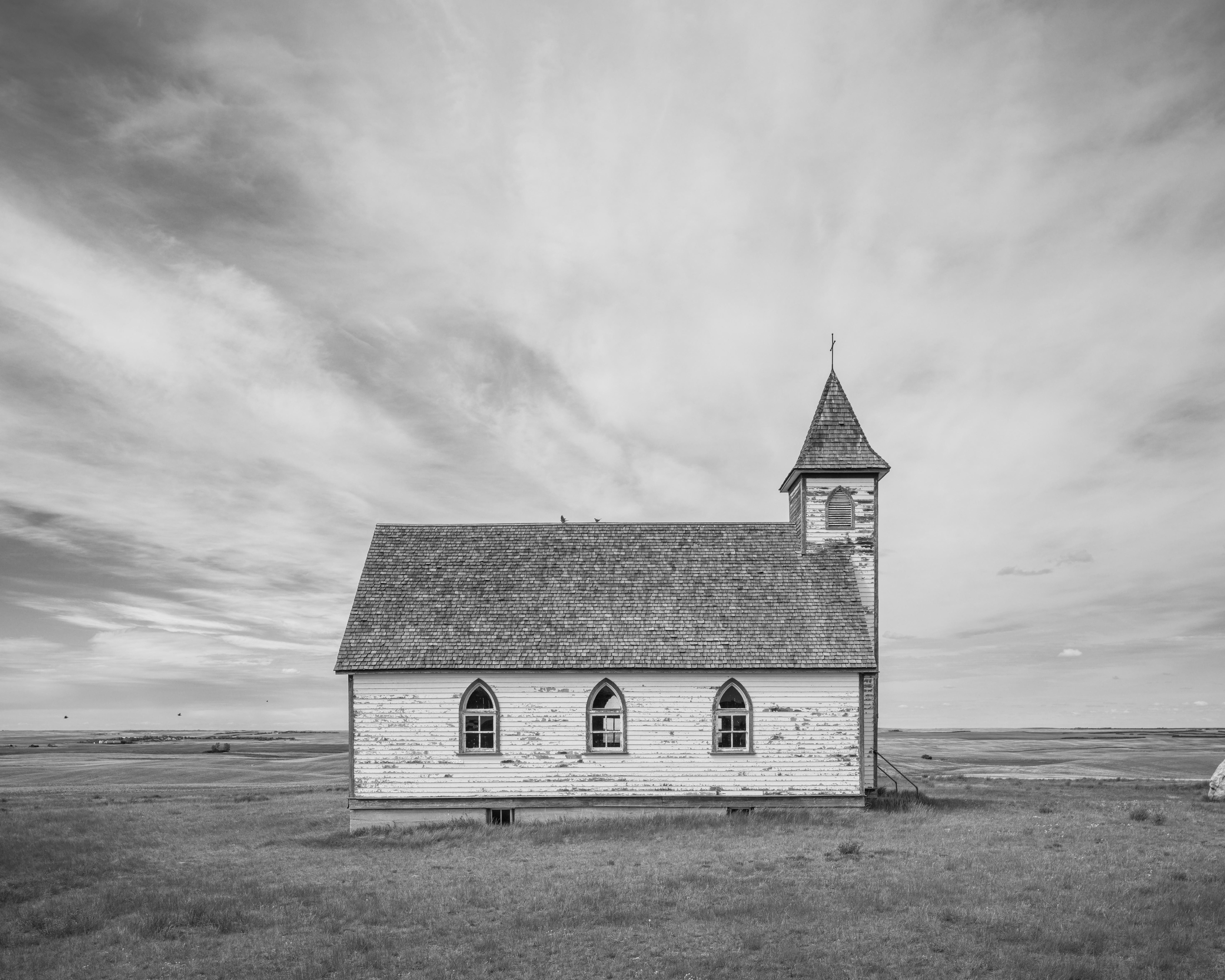 Weathered Lutheran church, Saskatchewan