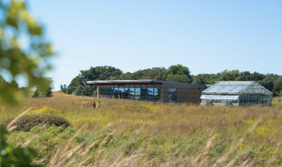 The combined laboratory, classroom and greenhouse at the Conard Environmental Research Area (CERA), Grinnell College’s state-of-the-art teaching facility for the environmental sciences, is the centerpiece of the College’s multi-year prairie restoration project