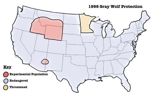 1998 Gray Wolf Protections Map (Figure 2)