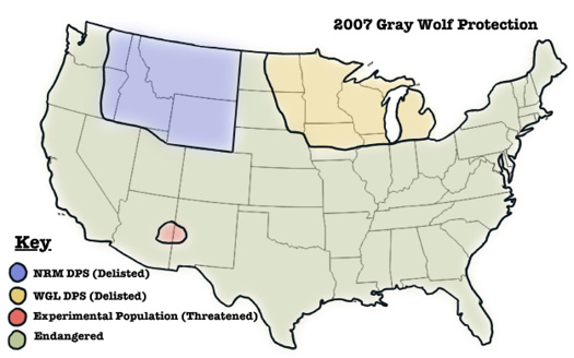 2007 Gray Wolf Protections Map (Figure 4)