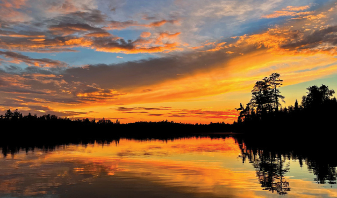 Sunset over Ojibwe Lake, which rests on the edge of the Boundary Waters Canoe Area Wilderness (BWCAW). All photos courtesy of Zach Spindler-Krage unless otherwise noted.