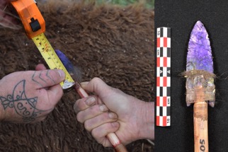 A close-up of a person measuring point penetration