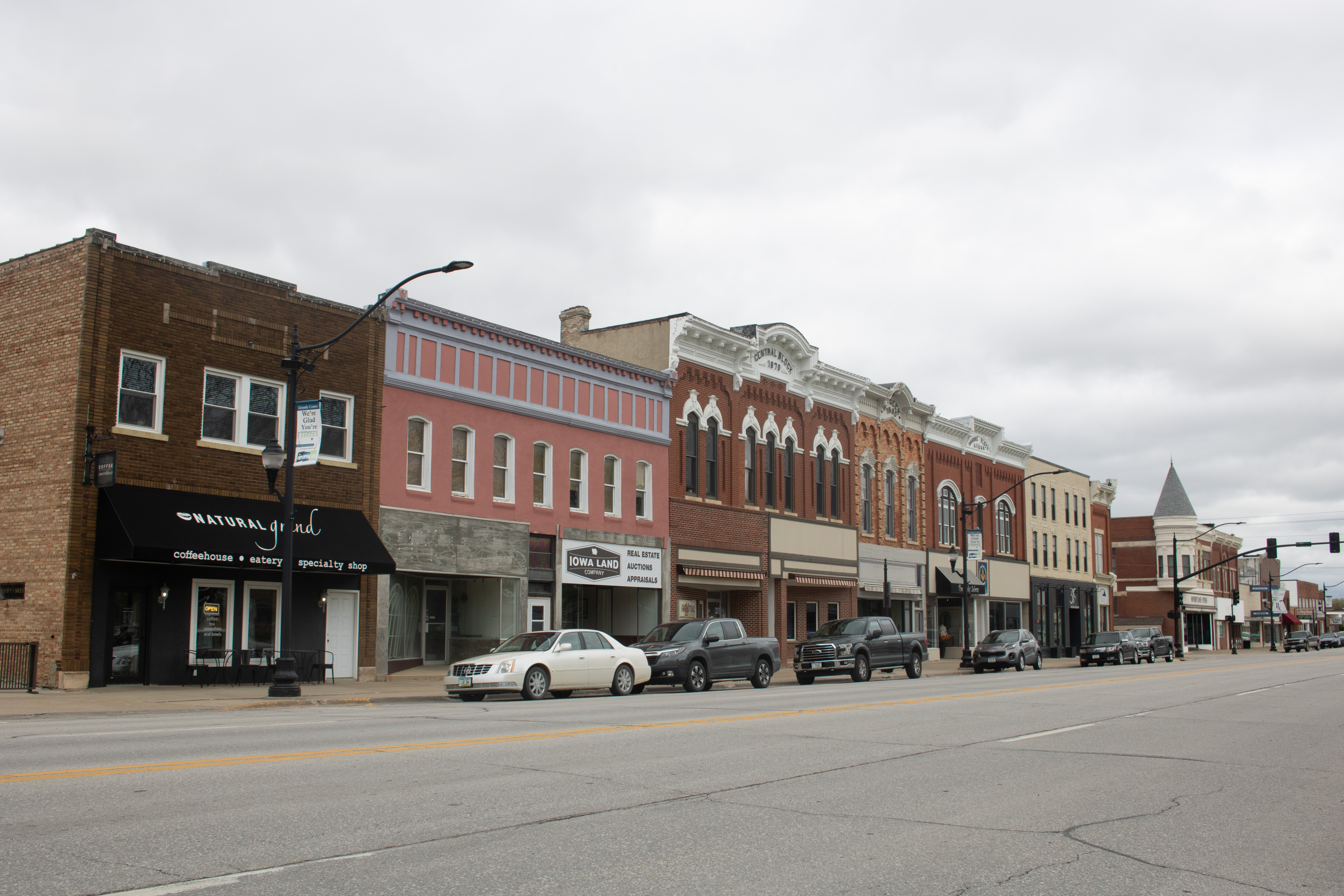 A row of buildings on a street