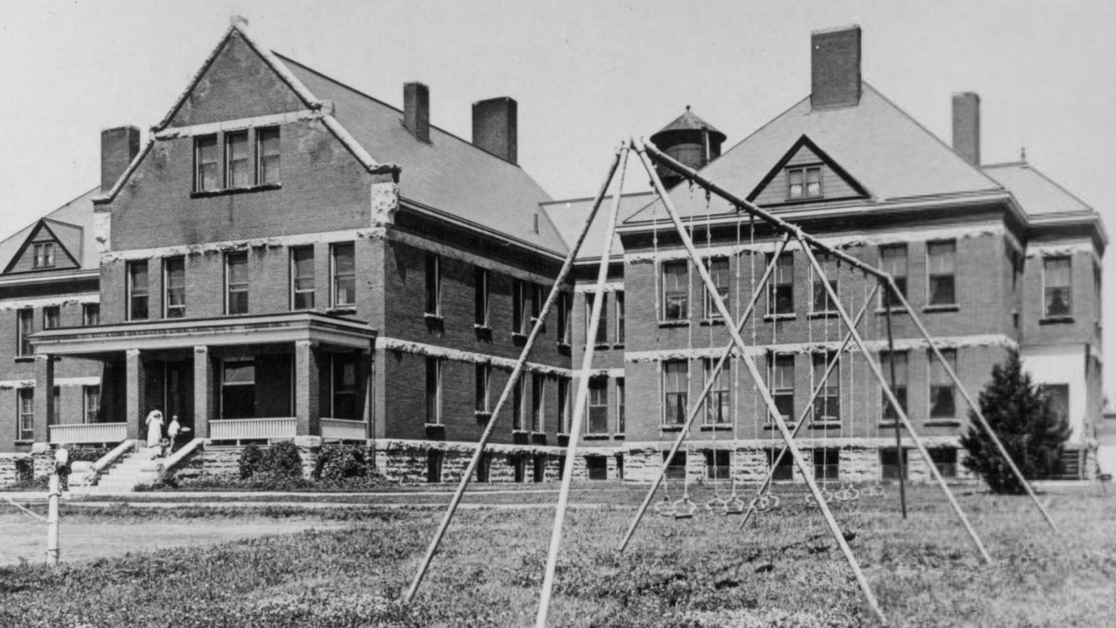 The Main Building at the Canton Asylum for Insane Indians, also known as the Hiawatha Indian Asylum.